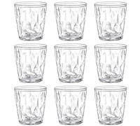 Hedume 9 Pack 300ml Plastic Water Tumblers, 10oz Transparent Drinking Glasses, Clear Acrylic Reusable Juice Wine Cups Stackable for Home, Picnic Party