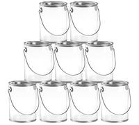 Hedume 9 Pack Clear Paint Can Containers with Metal Lids, 5 Inches Tall Empty Paint Storage Cans, Quart Size Decorative Faux Paint Pails, Great for Party Favors, Decor and DIY