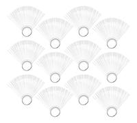 Hedume 9 Set Clear Nail Swatches Sticks With Metal Screw Split Ring Holder, Transparent Fan-Shaped Tips, 450 Pieces for Nail Art Polish Display and Home DIY
