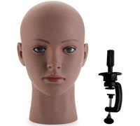 Hedume Afro American Mannequin Head with Clamp, Cosmetology Training Head,Bald Manikin head, Black Styrofoam Mannequin Head for Wigs, Hat, Glasses Display, 53x28 cm (Pack of 1)