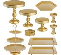 Hedume Set of 10 Cake Stand, Metal Cupcake Stand Set with Multiple Combination Styles, Dessert Plate Cake Serving Tray Candy Fruit Display Tower for Wedding, Birthday Party, Baby Shower, Anniversary