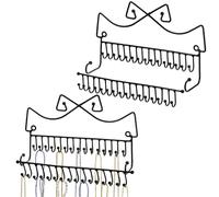 Hedume Set of 2 Jewelry Organizer, Wall Mounted Black Metal Necklace Holder with 20 Fixed Hooks and 20 Removable Hooks, Jewelry Display Storage Rack for Necklaces and Bracelets