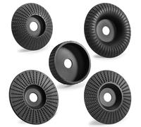 Hedume Set of 5 Angle Grinder Wood Carving Disc for 4" or 4 1/2" Attachments with 5/8 inch Arbor, Stump Tool Grinding Wheel Shaping, Wood Shaping Disc Grinder Cutting Wheel Grinding Disk Attachments
