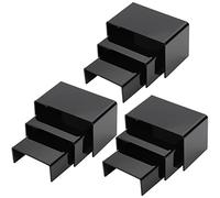 Hedume Set of 9 Black Acrylic Display Risers, Jewelry Display Riser, Product Display Stand for Figures, Buffets, Dessert, Cupcakes, Candy, Jewelry and Collectibles
