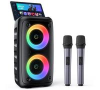 HEEBUKE Karaoke Machine, Portable Bluetooth Speaker with 2 Wireless Karaoke Microphones, Karaoke for Adults Kids with Upgraded Subwoofer, PA System, Support TWS/TF/USB/AUX, Party