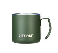 HEECN® Camping Mug with Lid,Double Walled Stainless Steel Mug for Hot Drinks, Coffee Mug, Backpacking - Trekking - Hiking, Green HESS-051 (450ml, Sport)