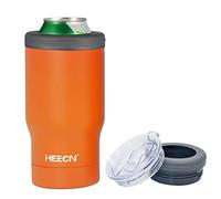 HEECN Vacuum Beer Cooler - Can and Bottle Holder - Cooler Sleeve - Insulated Mugs with Lid and Bottle Opener (Orange)