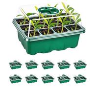 HEEGFF Seed Trays, Pack of 10, 120 Cell Plant Germination Trays, Plant Propagator Set with Lid and Ventilation, Seedling Starter for Greenhouse & Gardens