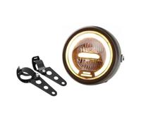 HEEGIN Headlights Front Headlamp Round LED Motorcycle Headlight With Brackets Assembly Suitable Enhanced Visibility Motorcycle Headlight Hi/Low Beam(A2ED3TT405718-Y-2)