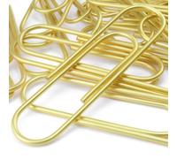 HEEHEE 4 Inch Large Paper Clips 35 Pcs Brightly Colored Gold Vinyl Coated Rust Resistant Smooth Finish Large Jumbo Paperclips for Office School Documents Photo Card