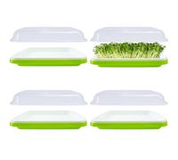 Heekcaa 4 Pack Seed Sprouter Tray,32cm x 26cm Large Capacity Sprouting Tray Healthy Hydroponic Propagator with Planting Papers for Mung Beans Alfalfa Wheat Grass Garden (with lids)
