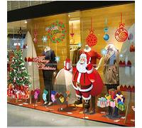 heekpek Christmas Window Stickers Santa Claus Gifts Trees Wall Murals Decorations Large Stickers
