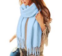 heekpek Chunky Scarf for Women Ladies Winter Warm Fluffy Scarves Blanket Knitted Pashminas Oversized Thick Shawl, Light blue