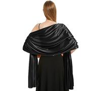 Heekpek Ladies Satin Wedding Shawls and Wraps - Silky Scarf for Evening Party Dresses, Bride or Bridemaid, Black, One Size
