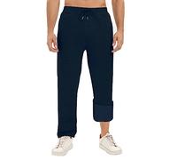 heekpek Mens Joggers Tracksuit Bottoms Fleece Open Hem Cotton Joggers Mens Sweatpants Gym Sports Trousers, Navy, Size L
