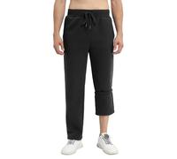 heekpek Mens Joggers Tracksuit Bottoms Fleece Open Hem Cotton Joggers Mens Sweatpants Gym Sports Trousers, Black, Size L