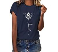 heekpek Women Bee Kind T-Shirt Ladies Blouse Bee T Shirt Crew Neck Funny Tee Short Sleeve Summer Tops