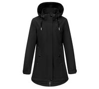 heekpek Women's Coats Ladies Spring Coat Elegant Lightweight Jackets Casual Outdoor Windbreaker Softshell Transition Jacket Zipper Hooded Parka with Drawstring for Spring Autumn(Black, XL)