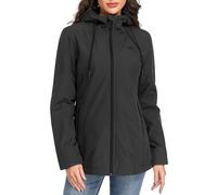 heekpek Women's Jacket Spring Lightweight Ladies Coat Long Waterproof Outdoor Windbreaker Softshell Hooded Casual Zip UP Parka for Women UK Autumn Coats with Drawstring Pockets(Dark grey, XL)