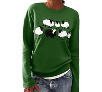 heekpek Women's Jumpers Crew Neck Knitted Jumper Tops Stylish Alpaca Fair Isle Christmas Jumpers Long Sleeve Loose Fit Autumn Winter Sweater Warm Knitwear Pullover, Green Alpacas, L
