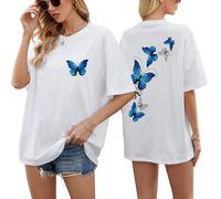 heekpek Women's Oversized T Shirts Ladies Summer Tops Plus Size Vintage Graphic Tee Cotton Short Sleeve Tshirts Drop Shoulder Casual Baggy Blouse Tee Shirts, White 2#, XL