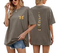 heekpek Women's Oversized T Shirts Ladies Summer Tops Plus Size Vintage Graphic Tee Cotton Short Sleeve Tshirts Drop Shoulder Casual Baggy Blouse Tee Shirts, Dark Gray, XL