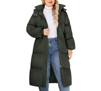 HEEKPEK Womens Plus Size Winter Coats Long Puffer Jackets Hooded Quilted Water Repellent Warm Trendy Parka Outerwear 2025, Army Green, 3XL Plus