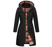 heekpek Womens Waterproof Jackets with Hood Long Rain Coats Lightweight Outdoor Softshell Jacket Windbreaker Trench Coat for Spring Autumn, Black, XL