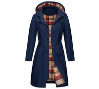 heekpek Womens Waterproof Jackets with Hood Long Rain Coats Lightweight Outdoor Softshell Jacket Windbreaker Trench Coat for Spring Autumn, Navy, XXL