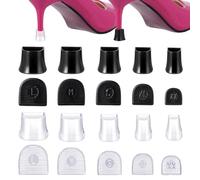 Heel Cap Protectors for High Heel Shoes | U Shape 5 Sizes Black Clear 10Pairs | Anti-Slip Noise Reducing High Heel Protector Replacement Tips, Heel Protectors Tip Covers for Stiletto and Pumps Tips