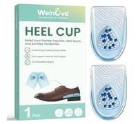 Heel Cups for Heel Pain Relief - Welnove Gel Heel Pads for Shoes,Shock Absorption Heel Support Cushion for Achilles Tendonitis,Plantar Fasciitis,Severs Disease Heel Spur Inserts for Men Women,L