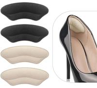 Heel Grips Liner Cushions for Loose Shoes - Pads Snugs for Men Women, Filler Improved Fit and Comfort, Stop Slip and Blister (4 Pairs) (Pale Apricot+Black)