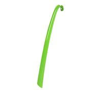 Heel Guide Shoe Horn with Long Curved Profile, Green | Long Handled Form, Curved Profile for Guiding the Heel Inward, Flared Lower End and Hooked End for Handling