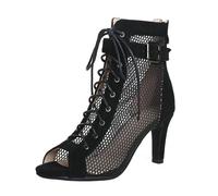 Heel Heels Mesh Dance Shoes Women's Lace Up Ankle Boots Heel Women's Evening Club Shoe Heels Dance Pumps Women Sexy Stiletto High Heels Ankle Boots Black Comfort, 02 Black, 3 UK