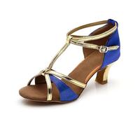 Heel Latin Dance Shoes for Soft Sole Ballroom Heels Comfortable Practice Social Dancing Footwear Blue