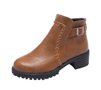 Heel Pads and American Ankle Boots Round Toe Mid Heel Bodybuilding Shoes Women 38, brown, 8 UK