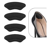 Heel Pads for Shoes That are Too Big - 4 Pairs Foamed Cotton Heel Cushions for Pain Relief & Tighter Fit - Heel Grips for Men Women's Shoes (Black)