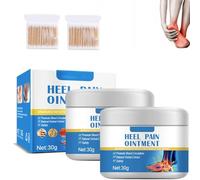 Heel Pain Ointment, 30g Natural Heel Pain Ointment Cream, Soothe & Relieve, for Men and Women, The Package Includes Two Packs of Cotton swabs (2pcs)