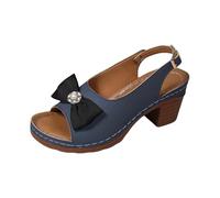 Heel Peep Open Toe Cap Sandals Women Slip On Slippers Non-Slip Slippers Thick Bottom Sandals Summer Shoes Leisure Shoes Beach Sandals Walking Sandals Holiday Slippers, navy, 6 UK