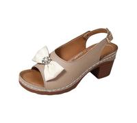 Heel Peep Open Toe Cap Sandals Women Slip On Slippers Non-Slip Slippers Thick Bottom Sandals Summer Shoes Leisure Shoes Beach Sandals Walking Sandals Holiday Slippers, beige, 5 UK