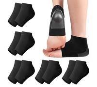 Heel Protectors,10PCS Black Gel Ankle Support Socks, Silicone Heel Protector, Silicone Sock for Moisturizing Feet, Soft Ventilated Gel Beauty Socks for Achilles Tendinitis