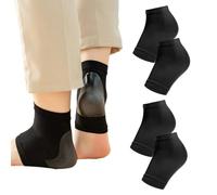 Heel Protectors Ankle Support Sock, 2 Pairs Gel Heel Cups Silicone Heel Protectors Black for Foot Heel Foot Care Compression Sleeve Sprained Ankle Support Socks for Women Men