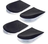 Heel Wedge Silicone Insoles, 2 Pairs 3 Layers Medial & Lateral Corrective Adhesive Shoe Inserts for Foot Alignment, Knock Knee Pain, Bow Legs, Osteoarthritis, Large, Black