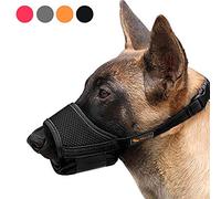 HEELE Breathable Mesh and Durable Nylon Dog Muzzle with Adjustable Loop and Soft Pad - Black, L
