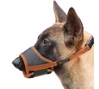 HEELE Breathable Mesh and Durable Nylon Dog Muzzle with Adjustable Loop and Soft Padding - Prevent Barking, Biting and Chewing, Brown, M