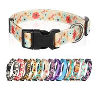 HEELE Dog Collar Medium Multi-Colour Patterned Soft Comfy Dog Pet Collars Easy Adjustable Collar for Small Medium Dogs Indoor Outdoor Activities, Galsang White, M