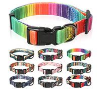 HEELE Dog Collar Medium Multi-Colour Patterned Soft Comfy Dog Pet Collars Easy Adjustable Collar for Small Medium Dogs Indoor Outdoor Activities, Rainbow, M