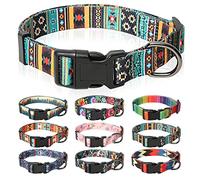 HEELE Dog Collar Puppy Collar Multi-Colour Patterned Soft Comfy Dog Pet Collars Easy Adjustable Collar for Puppy Small Dogs Indoor Outdoor Activities, Bohemian Cyan, XS