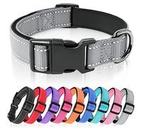 HEELE Dog Collar, Reflective Dog Collar, Soft Neoprene Padded Breathable Nylon Pet Collar Adjustable for Puppy Small Dogs, Grey, XS(20-30cm)