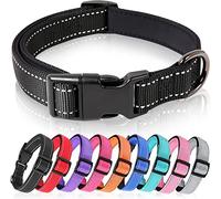 HEELE Dog Collar, Reflective Dog Collar, Soft Neoprene Padded Breathable Nylon Pet Collar Adjustable for Medium Dogs, Black, M(34-52cm)